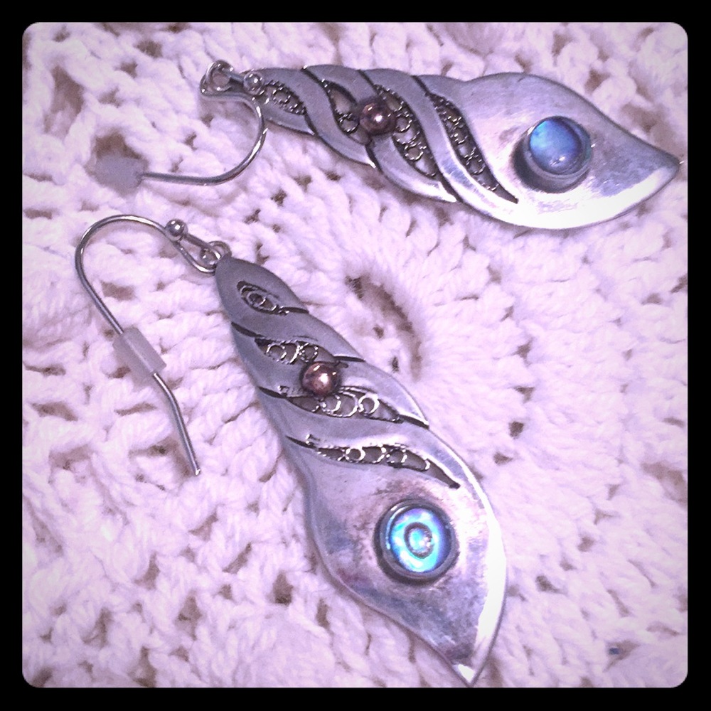 🖤 Vintage Sterling And Abalone Earrings 🖤